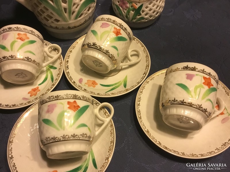 North Korean porcelain with an openwork pattern, wonderful coffee set, 4 persons,
