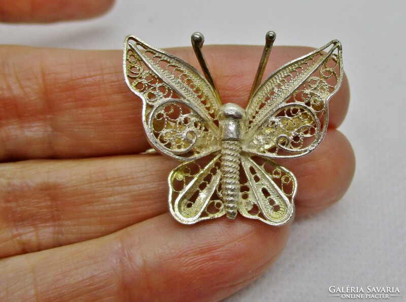 Amazingly beautiful old silver butterfly brooch