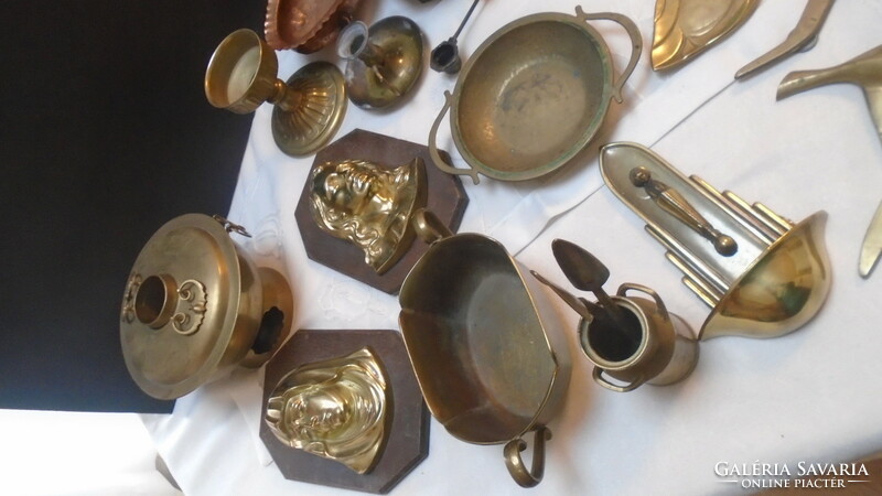 Old and antique copper items for sale together, 36 pieces