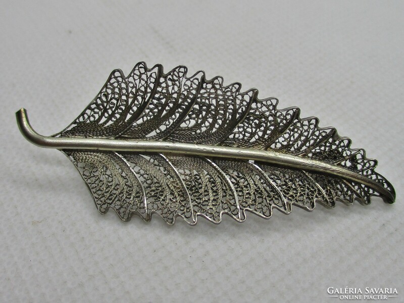 Wonderful antique silver leaf brooch