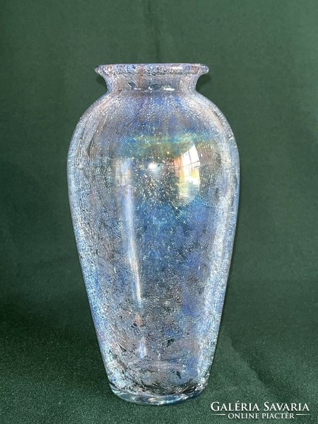 Kékes-lila karcagi fátyolüveg váza 20 cm (U0004)
