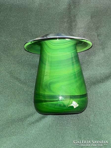 Green glass vase with kosta mark (u0003)