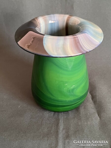 Green glass vase with kosta mark (u0003)