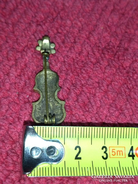 Vintage very old retro women's badge pin brooch copper violin from the 1940s-50s