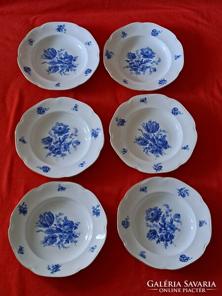 Unbeatable price! Flawless Meissen, blue rose pattern, complete dinner set for 6 people, 25 pieces