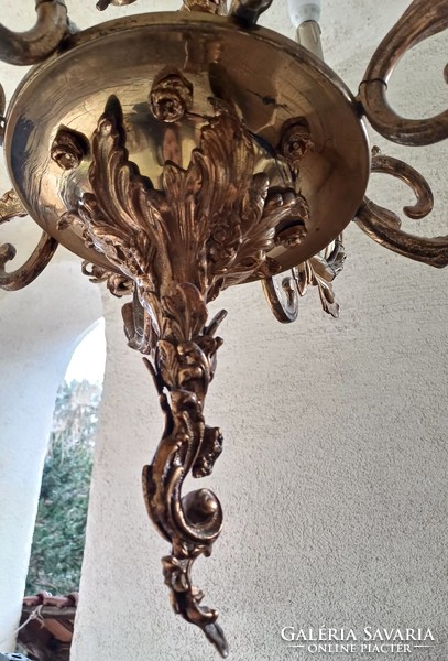 Antique huge gilded bronze chandelier, baroque rococo style beautiful heavy luxury chandelier.