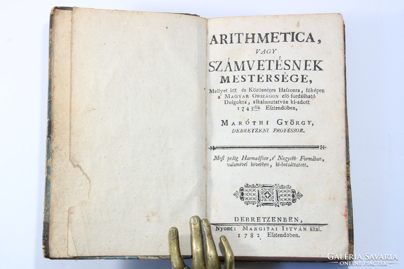 1782 - György Maróthi - arithmetica, or the art of calculation in a rare, beautiful half-leather binding !!