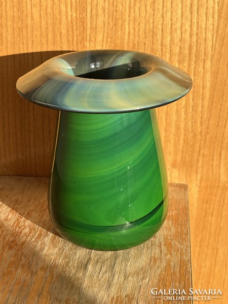 Green glass vase with kosta mark (u0003)