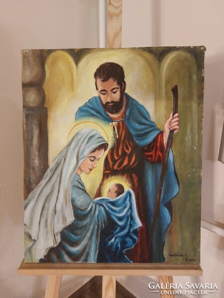(K) signed religious painting 49x60 cm