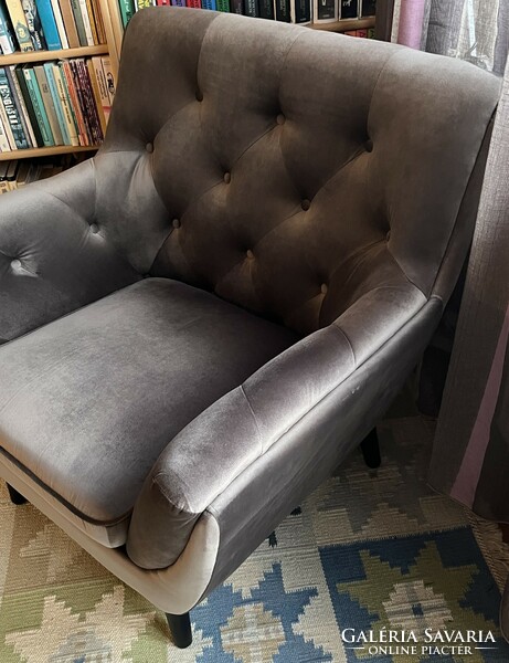 Chesterfield armchair (stylife), new velvet armchair in vintage style