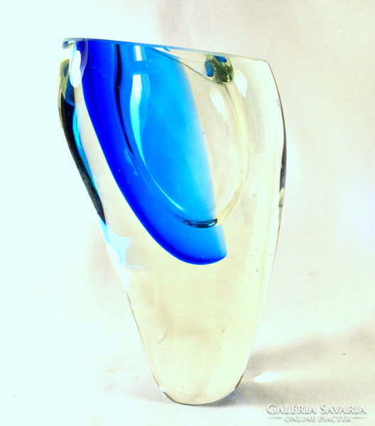 Murano modern style polished blue glass vase