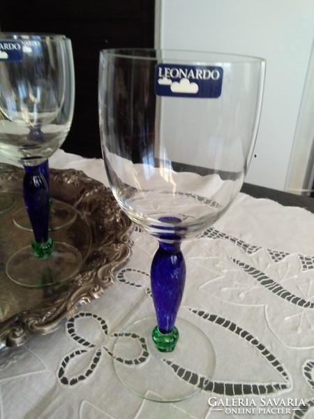 6 leonardo wine glasses with a special blue-green pattern, original mark.