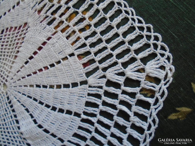 55 cm Diam. Crocheted cotton tablecloth.