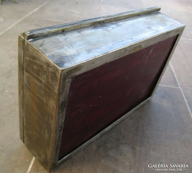 Antique silver-plated copper box, cigar box