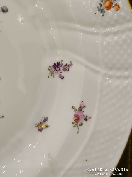 Antique plate from Herend with a rich bouquet of flowers and butterflies
