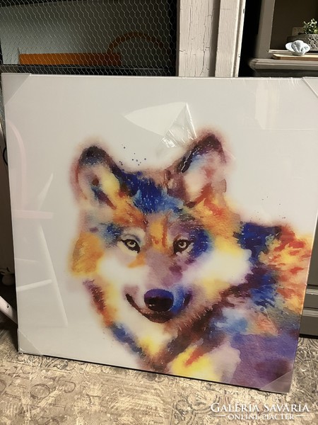 Glass print depicting a wolf