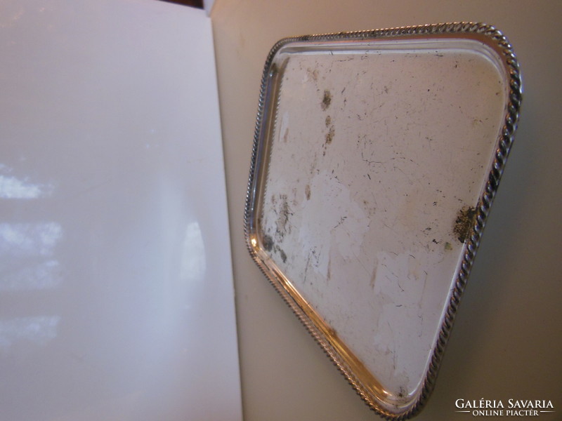 Tray - silver-plated - 23 x 18 cm - old - with rust spots