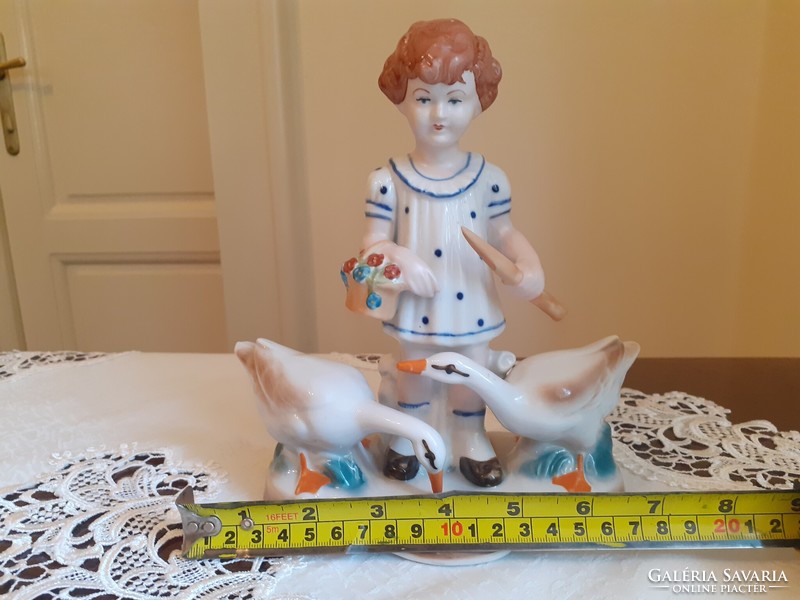 Little girl with geese porcelain figure