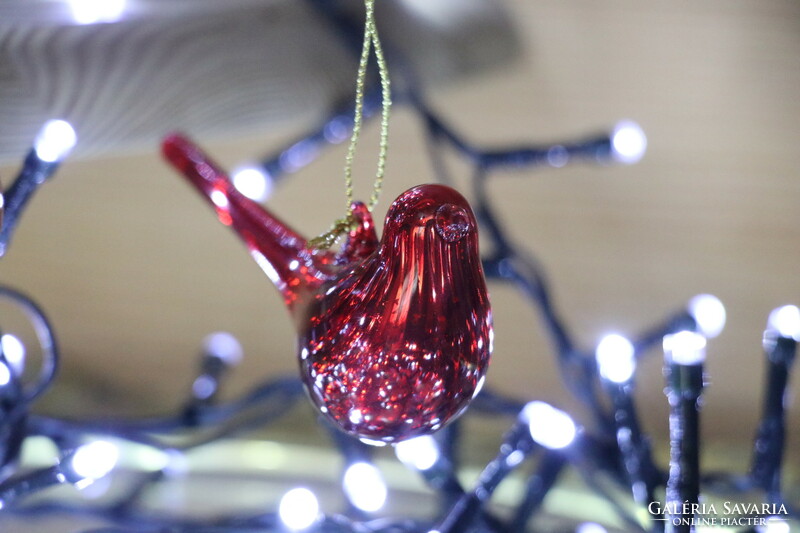 6 Pieces red glass bird Christmas tree decoration iii.