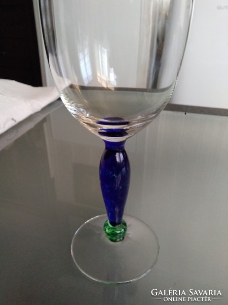 6db Leonardo borospohár különleges kék - zöld mintával, eredeti jelzéssel.