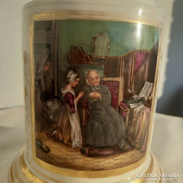 Friedrich Adolph Schumann Berlin biedermeyer porcelán tároló, 1837-1844 között, MUZEÁLIS DARAB!