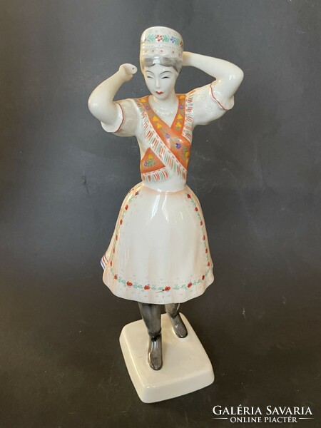 Hollóháza folk costume girl, large porcelain