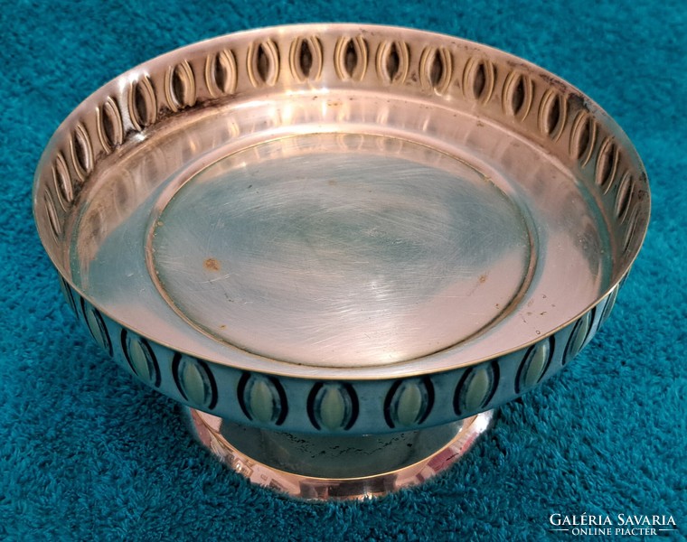 Old silver-plated serving bowl, table center (m4427)