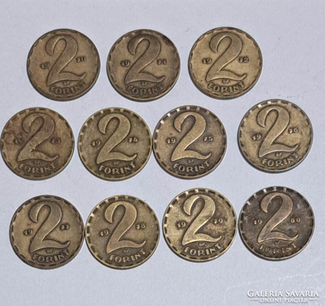 1970-1980. All 2 forints in between (also 1973!) (T-1)