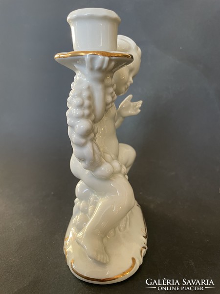 GDR German porcelain putto with candle holder
