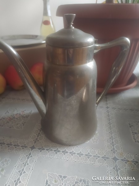 Old English alpaca teapot and milk-cream pouring and offering baskets (sugar holder)