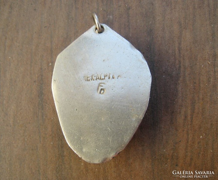 Régi, mexikói medál, amulett, ásvány arc formával