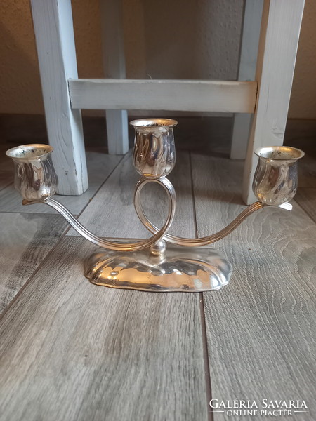 Beautiful old silver-plated trident candle holder ii. (14X23.8x8.8 cm)