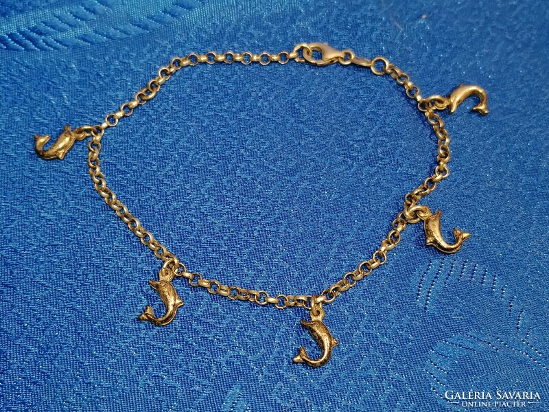 Silver dolphin bracelet or anklet