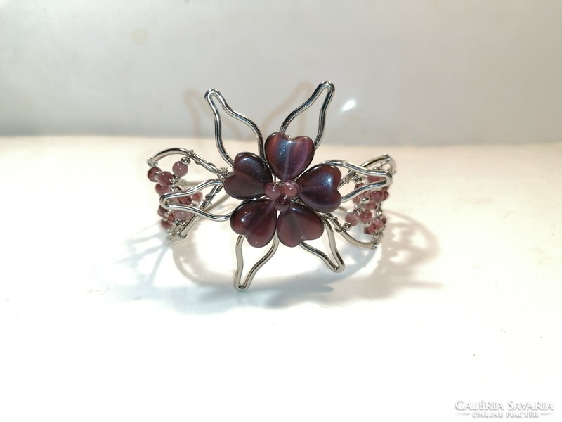 Purple flower bracelet (1117)