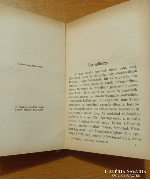 Strindberg - Történelmi miniatűrök - 1914 - Révai kiadás - Világkönyvtár