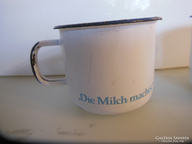 Mug - 2 pieces! - Metal - 3 dl - 2 dl - enameled - a few small scratches
