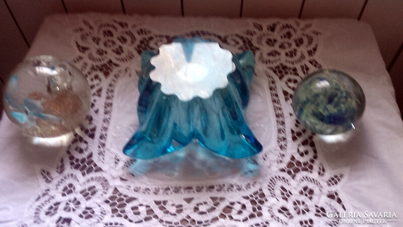 Beautiful blue glass Czech designer table decoration offering - art&decoration