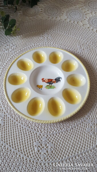 Rooster and chick ceramic soft-boiled egg holder