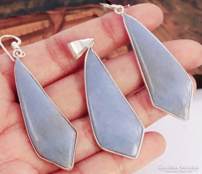 Peruvian angelite gemstone silver set