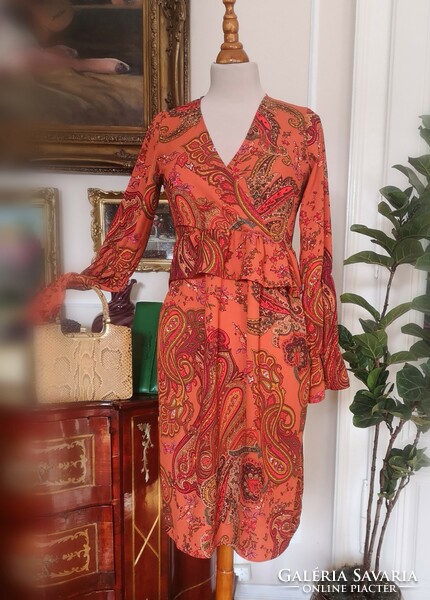 Rue paris 36 casual, oriental pattern, twisted party dress