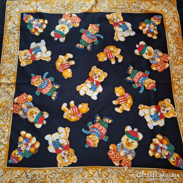 Italian silk scarf, teddy bear pattern (large)