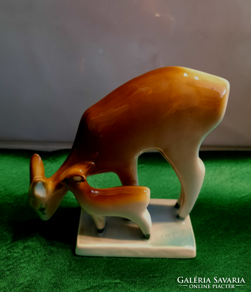 Porcelain figurine of Zsolnay with a fawn kid