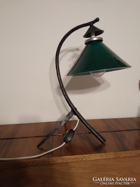 Bank lamp with a rare, round hood
