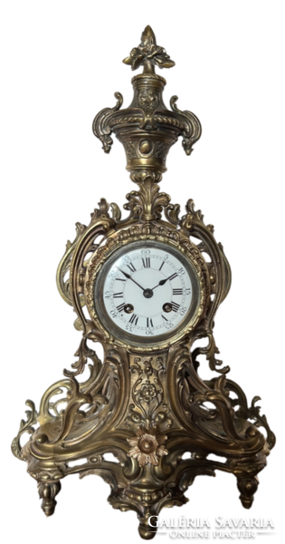 Antique French baroque copper/bronze table - fireplace clock - 50 cm high