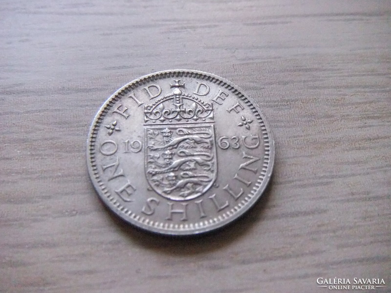 1 Shilling  1963   Anglia  ( Angol címer Három Oroszlán a Koronázási Pajzson  )