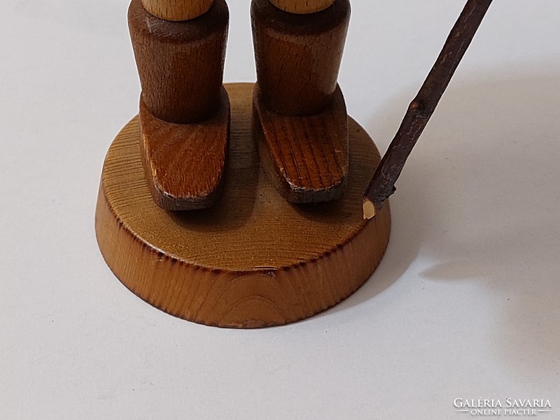 Smoking wooden figure old man 25 cm