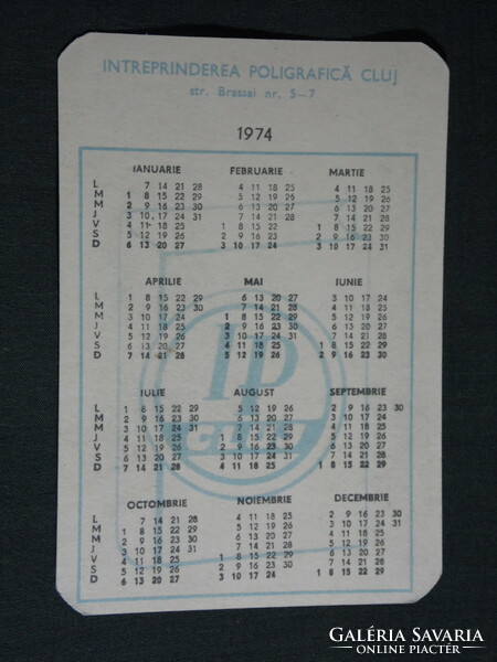 Card calendar, Romania, Cluj printing house, detail of Transylvanian landscape, 1974, (5)