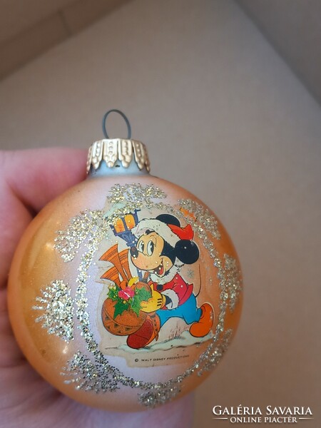 Retro ritka Disney Mickey egér Minnie üveggömb üveg karácsonyfadísz
