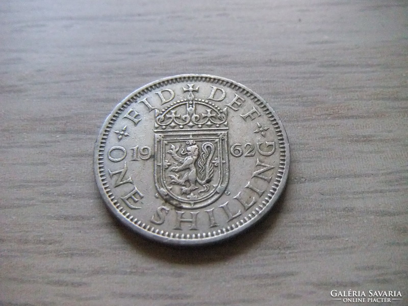 1 Shilling  1962   Anglia  ( Skócia címer  Balra néző Ágaskodó Oroszlán a Koronázási Pajzson   )