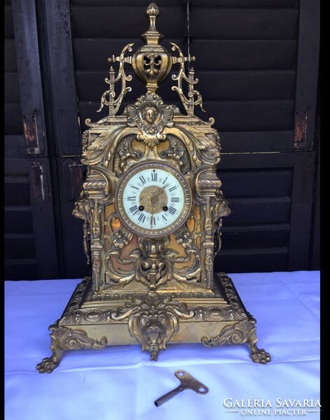 III. Napoleon era antique bronze clock + candle holders